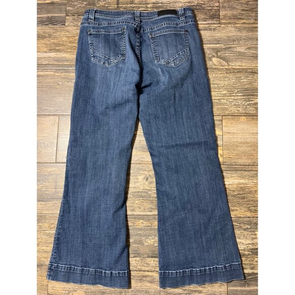 Rock & Roll Cowgirl High Rise Trouser Flare Jeans Womens 34x30 Button Fly Boho - Picture 2 of 10